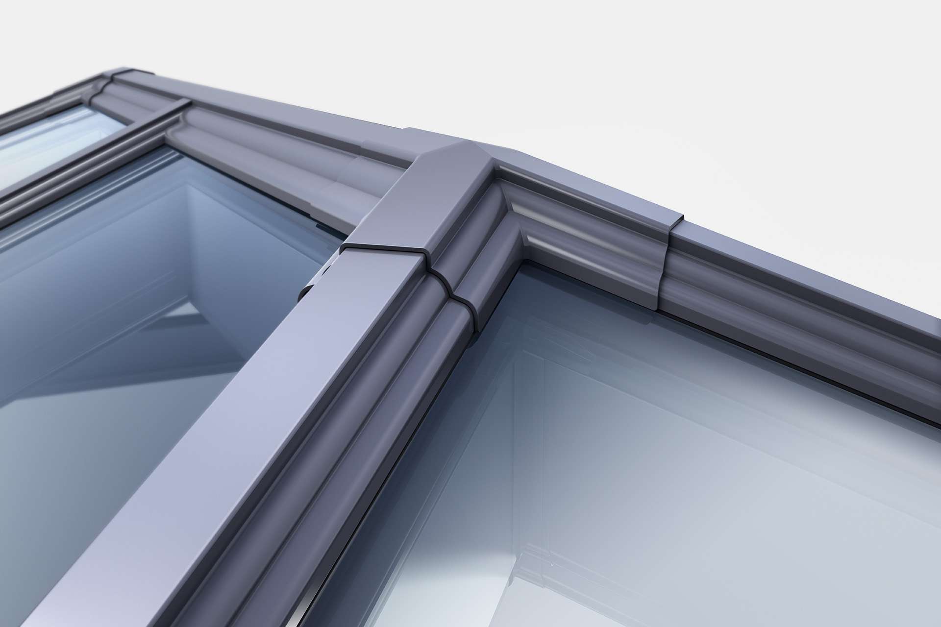 A close up of the exterior top caps of the Korniche roof lantern, showing the detail of the product.