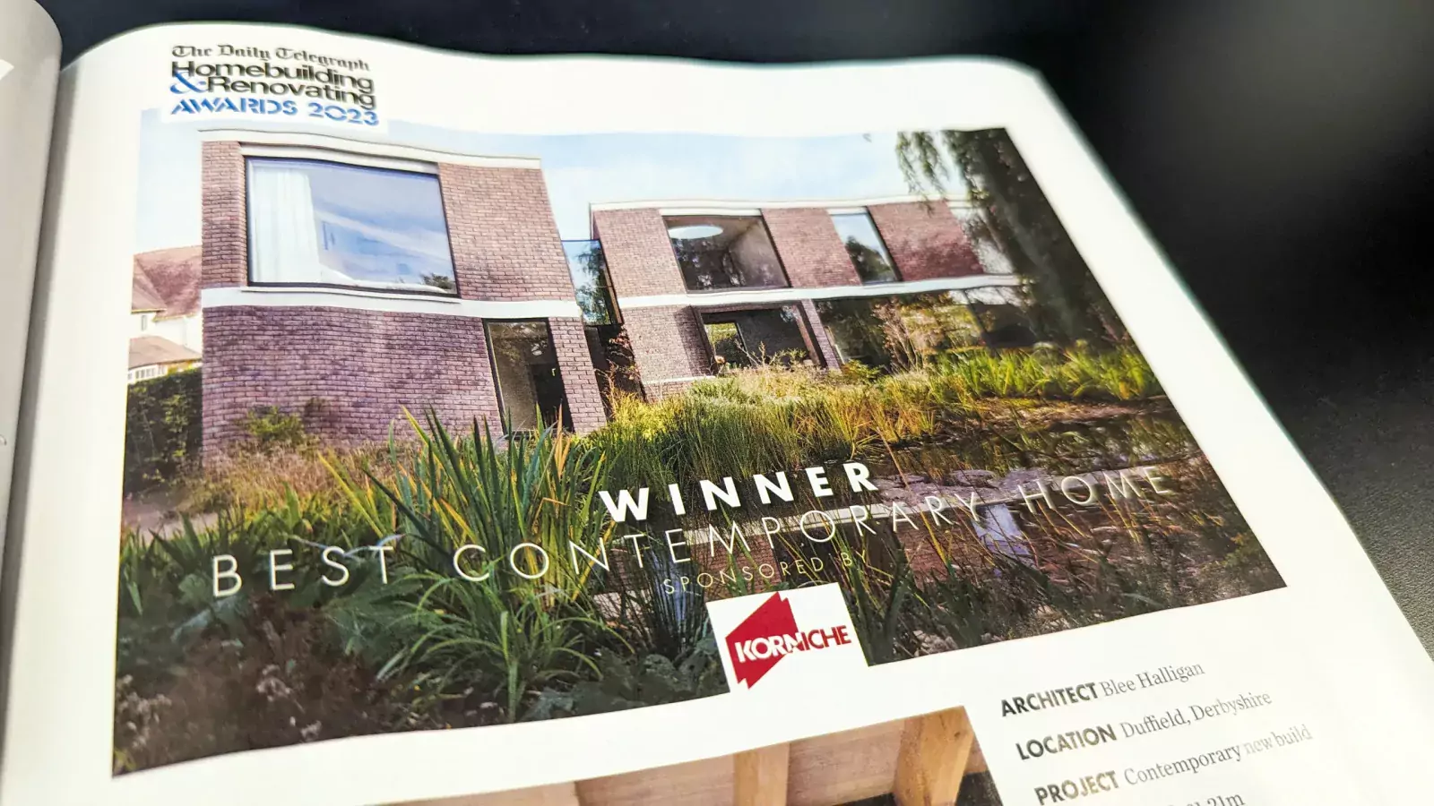 Korniche Sponsors Best Contemporary Home Award - Homebuilding & Renovating Awards 2023