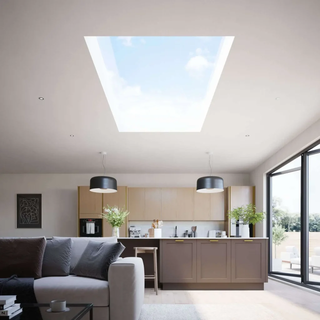 Korniche Flat Glass Rooflight - Kitchen Interior View