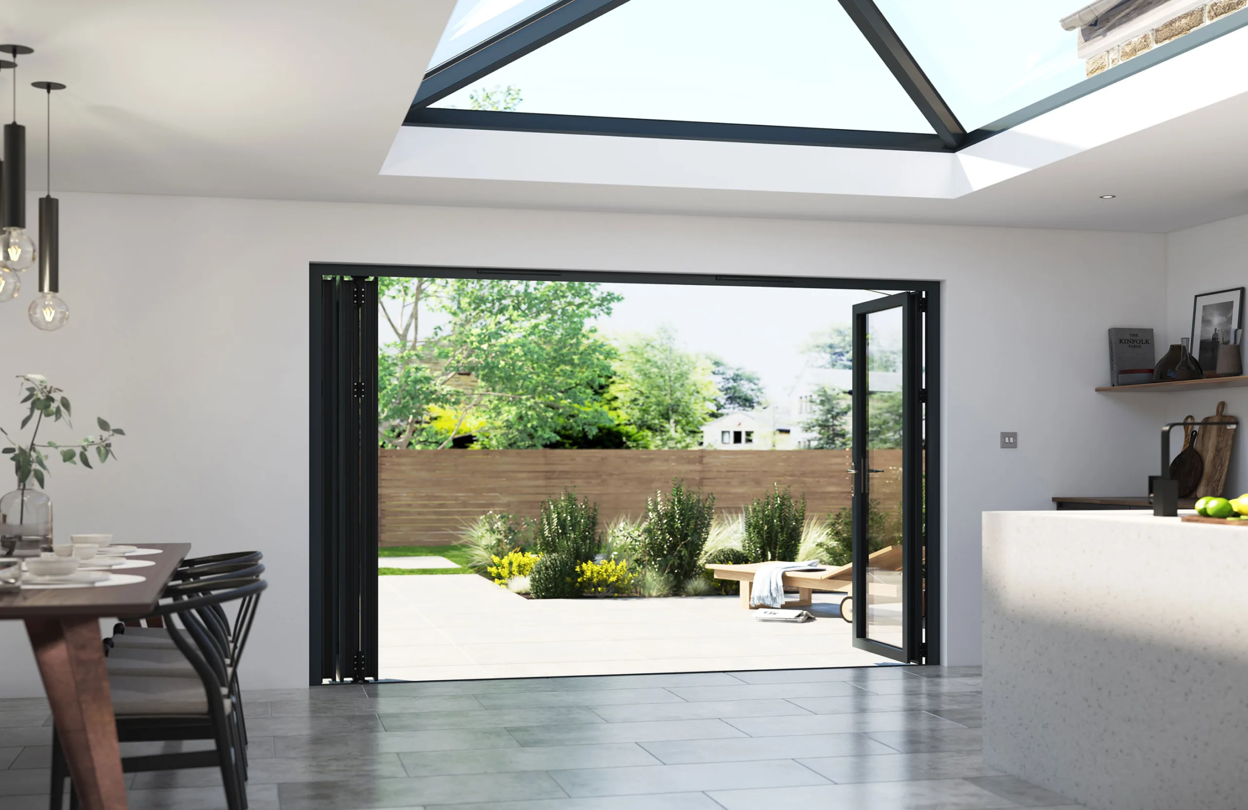 bi folding door and roof lantern from Korniche